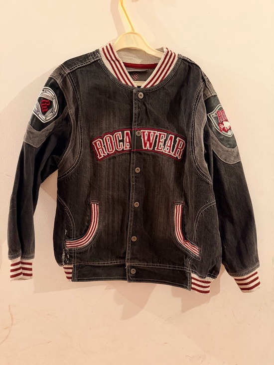 Rocawear Other - Rocawear Black Denim Jacket with Red & White Trim